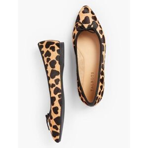Talbots Size 9 Pointed Toe Ballet Loafers Heart Animal Print Calf Hair Leather